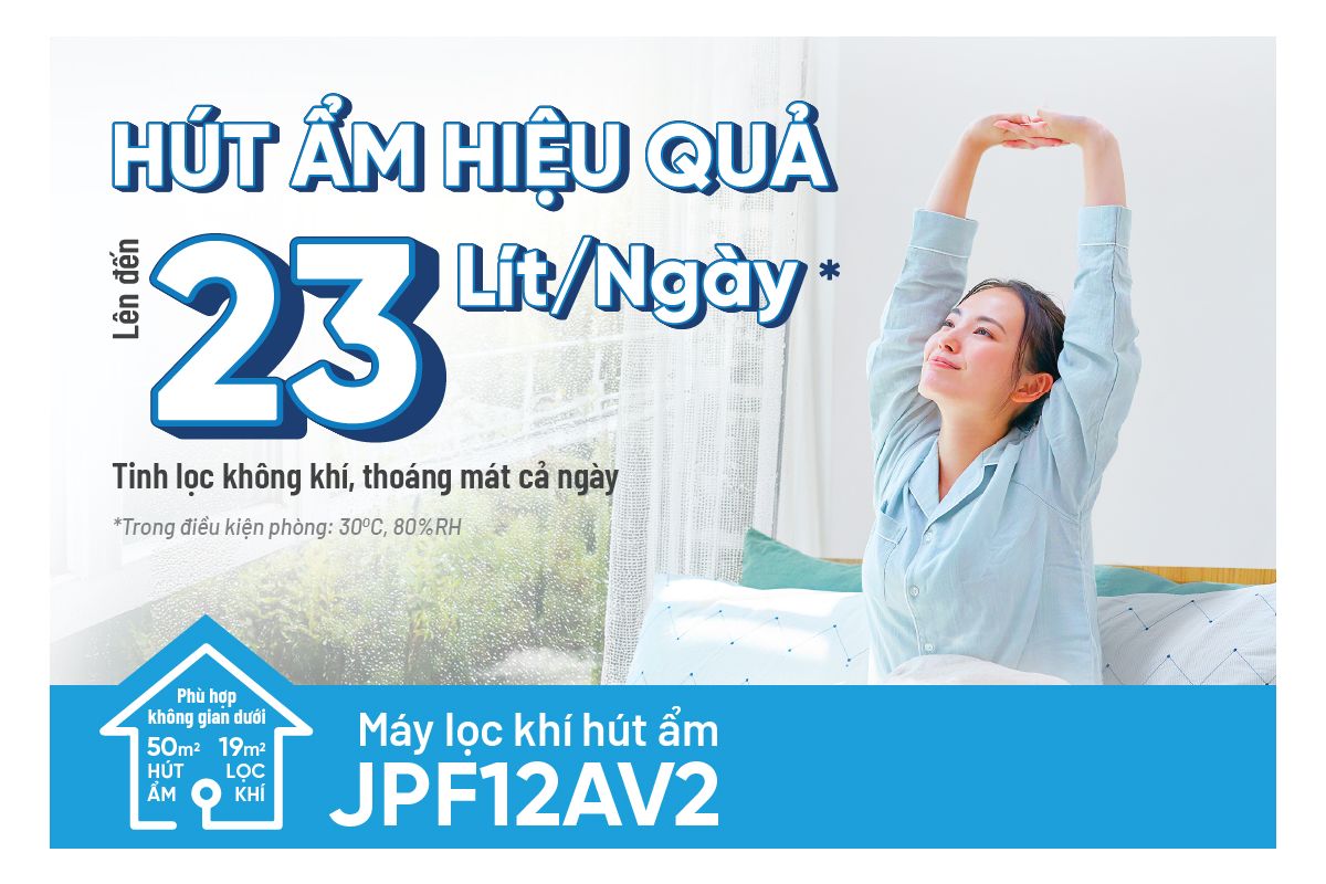 Máy lọc không khí hút ẩm Daikin JPF12AV2 Tinh lọc không khí, thoải mái cả ngày